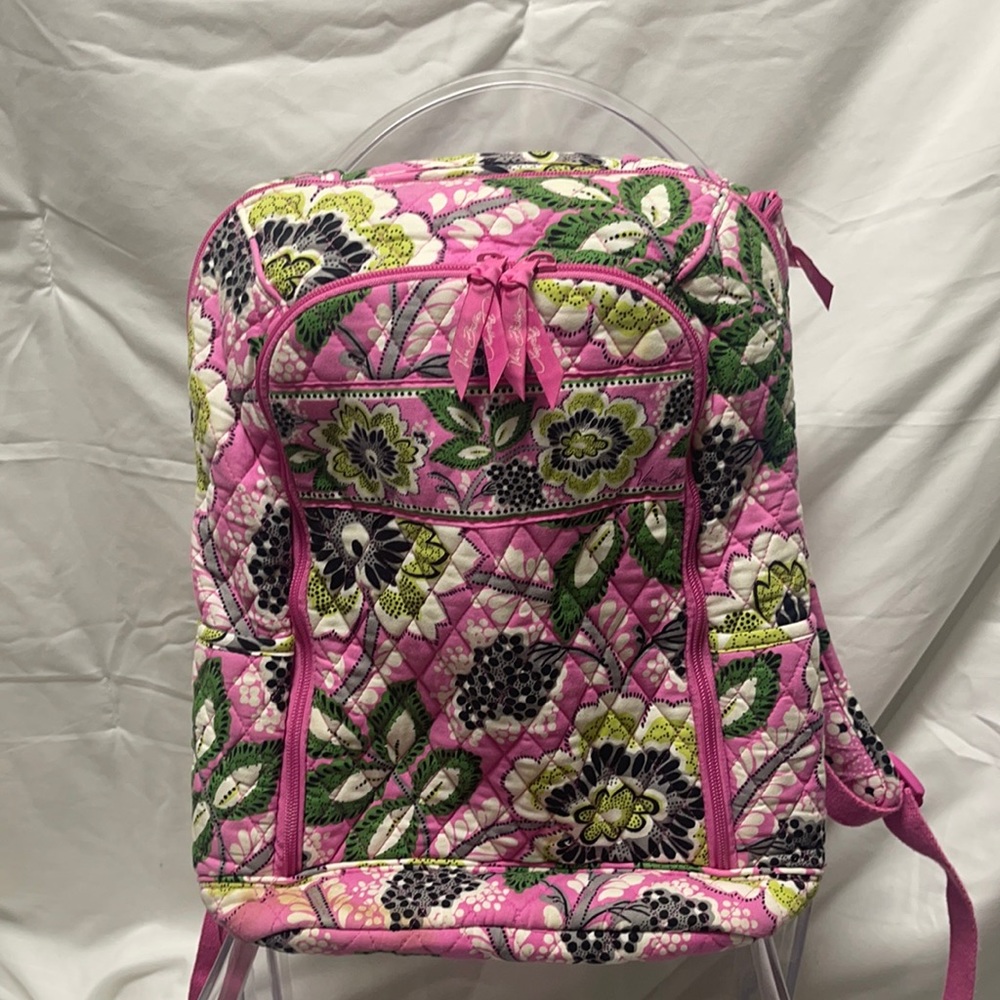 Pink and green Vera Bradley backpack.